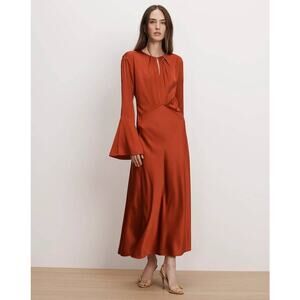 Veronica Beard Ezri Satin Midi Dress in Carnelian Red 6